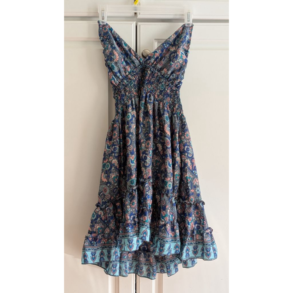 Women's Zury Blue Pink Paisley Mini Dress S